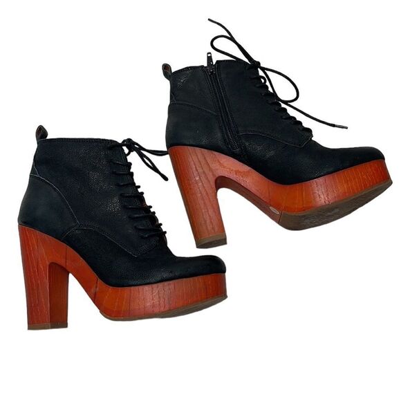 Lucky Brand Tafari Women’s Black Leather Platform Heeled Boots. Size 6. - Picture 2 of 7